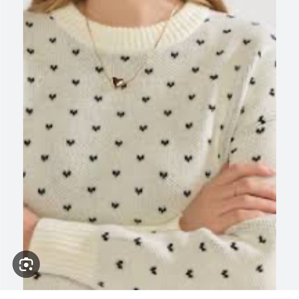 Francesca's Collections Cream and Black Patterned Sweater